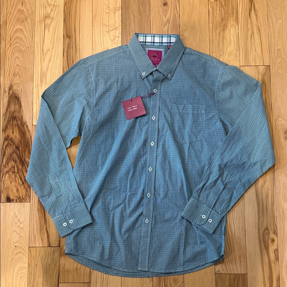 Men's Blue + Green Checkered Button Down